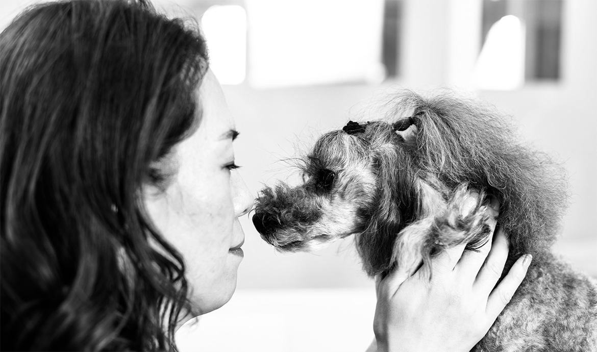 写真：犬と女性